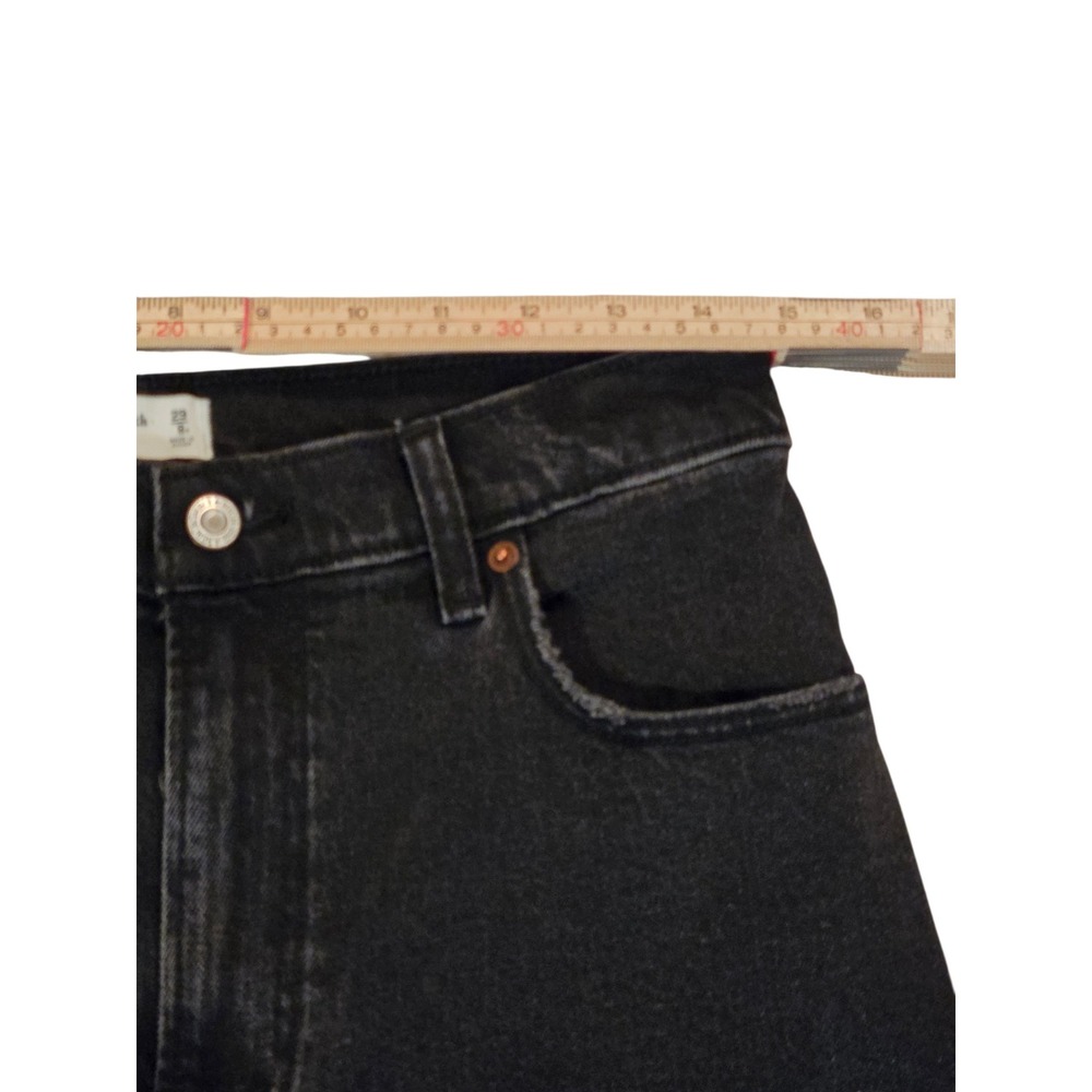 Abercrombie & Fitch 29/8 Black Jeans 90s Straight Ultra High Rise Faux Leather - Picture 2 of 9